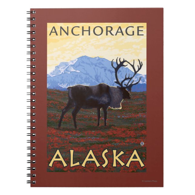 Caribou Scene - Anchorage, Alaska Notebook (Front)