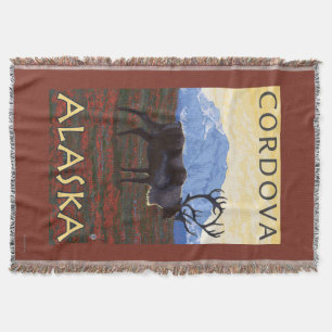 Caribou Scene - Cordova, Alaska Throw Blanket