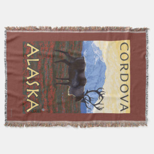 Caribou Scene - Cordova, Alaska Throw Blanket