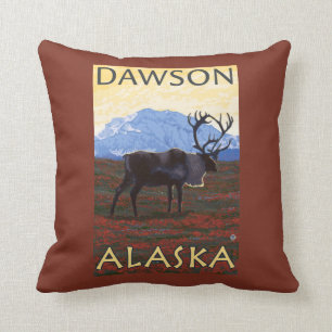 Caribou Scene - Dawson, Alaska Cushion
