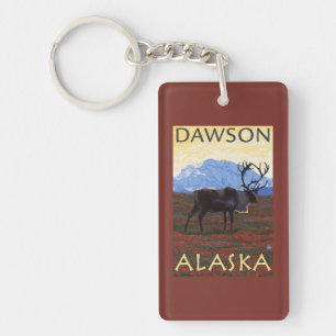 Caribou Scene - Dawson, Alaska Key Ring