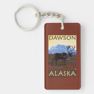 Caribou Scene - Dawson, Alaska Key Ring