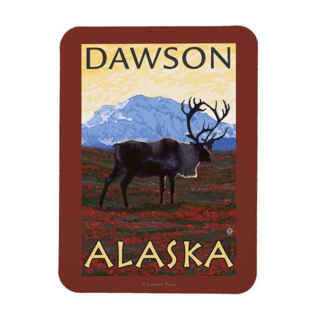 Caribou Scene - Dawson, Alaska Magnet (Vertical)