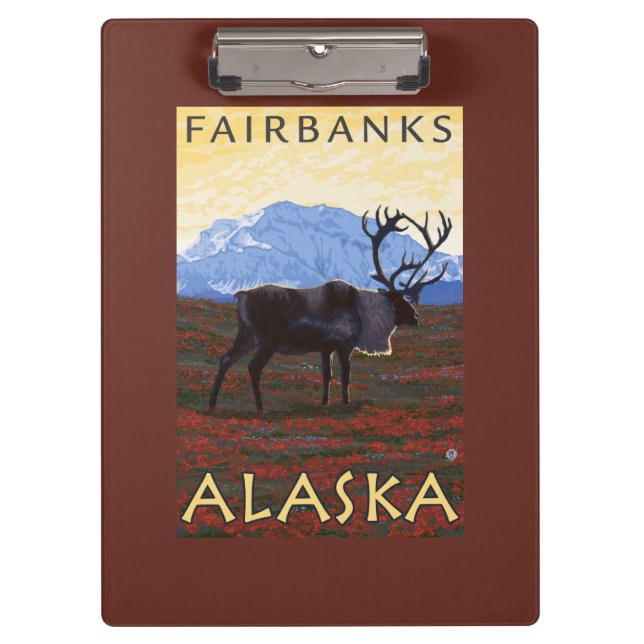 Caribou Scene - Fairbanks, Alaska Clipboard (Front)