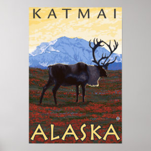 Caribou Scene - Katmai, Alaska Poster