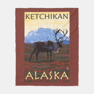 Caribou Scene - Ketchikan, Alaska Fleece Blanket