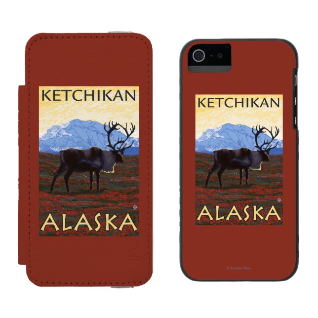 Caribou Scene - Ketchikan, Alaska Incipio iPhone Wallet Case (Side by Side)