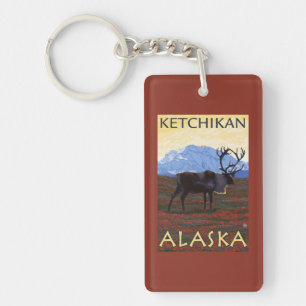 Caribou Scene - Ketchikan, Alaska Key Ring