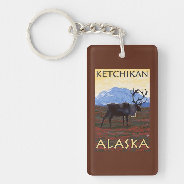 Caribou Scene - Ketchikan, Alaska Key Ring (Front)