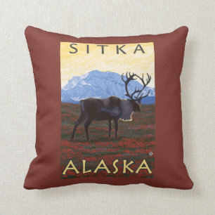 Caribou Scene - Sitka, Alaska Cushion