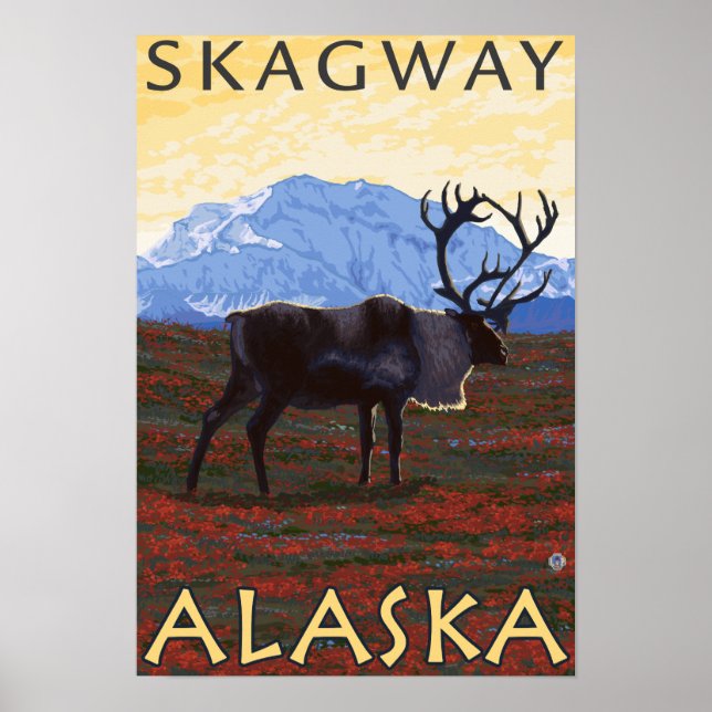 Caribou Scene - Skagway, Alaska Poster (Front)
