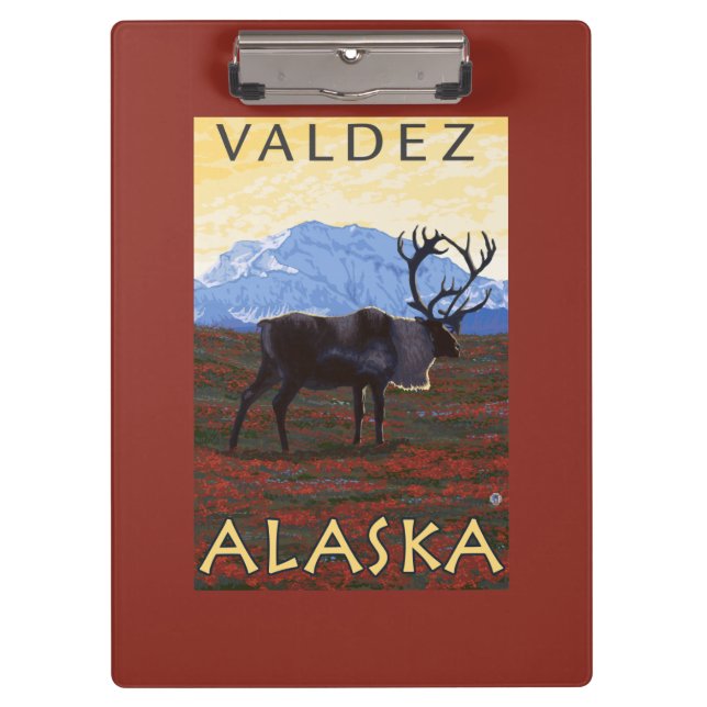 Caribou Scene - Valdez, Alaska Clipboard (Front)