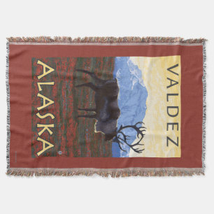 Caribou Scene - Valdez, Alaska Throw Blanket
