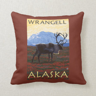 Caribou Scene - Wrangell, Alaska Cushion