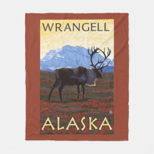 Caribou Scene - Wrangell, Alaska Fleece Blanket