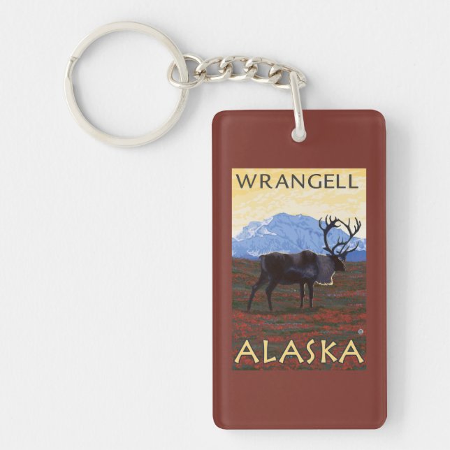 Caribou Scene - Wrangell, Alaska Key Ring (Front)