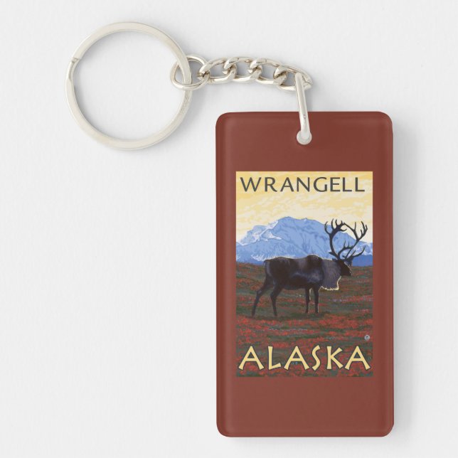 Caribou Scene - Wrangell, Alaska Key Ring (Front)