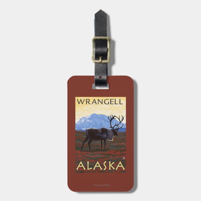 Caribou Scene - Wrangell, Alaska Luggage Tag (Front Vertical)