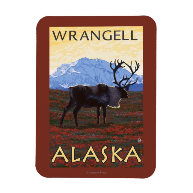 Caribou Scene - Wrangell, Alaska Magnet (Vertical)