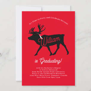 Caribou Silhouette Graduation Party Invitation