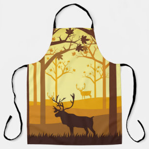 Caribou silhouette in the forest on the autumn sea apron