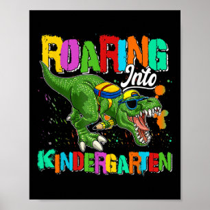 Caricature Dinosaur Kindergarten Boys Student Back Poster