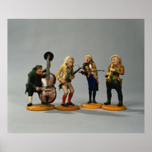 Caricature figurines of musicians poster