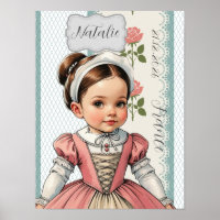Caricature Girl dressed up in Vintage French