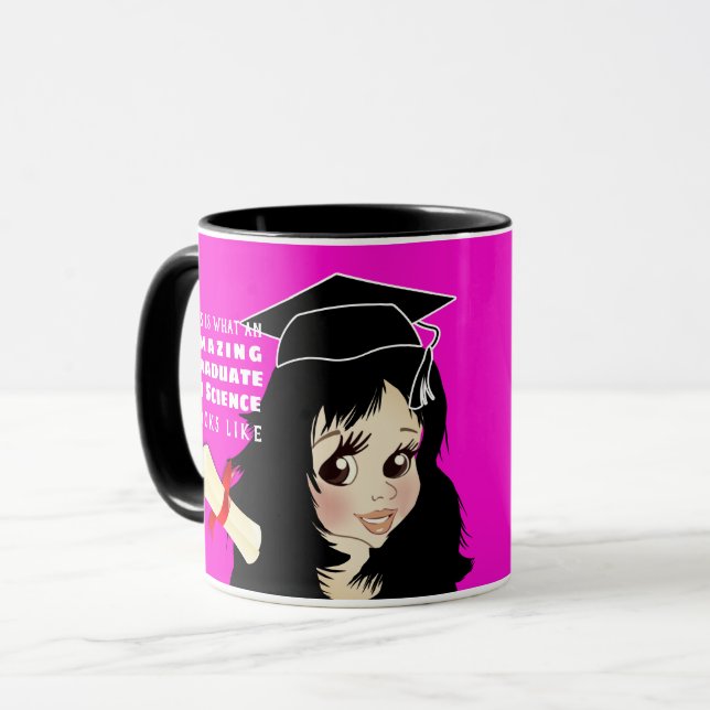 Caricature GRADUATE Gift  Female Indian Girl Mug (Front Left)