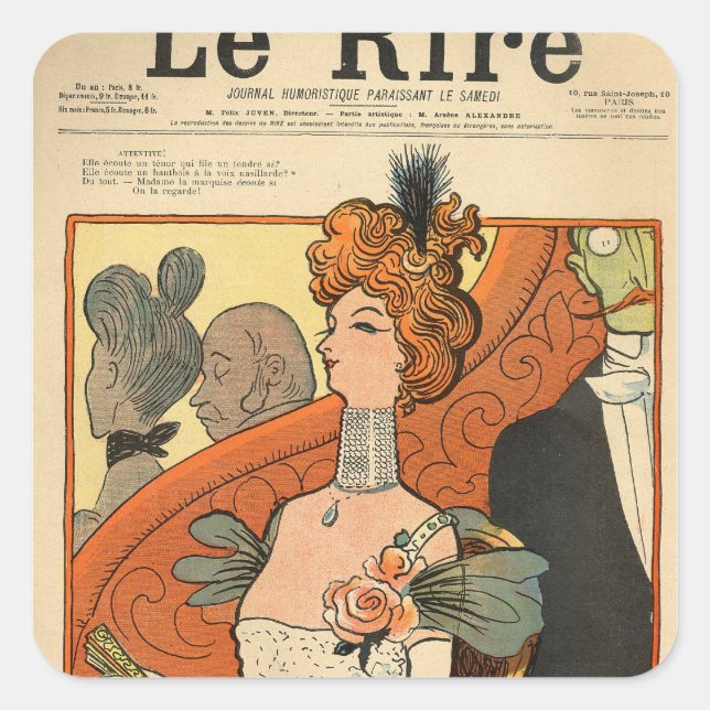 Caricature of a French Marquise Square Sticker (Front)