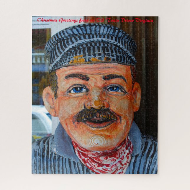Caricature of a  Train Driver in Virginia. Jigsaw Puzzle (Vertical)