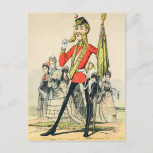 Caricature of a Victorian British Soldier Postcard
