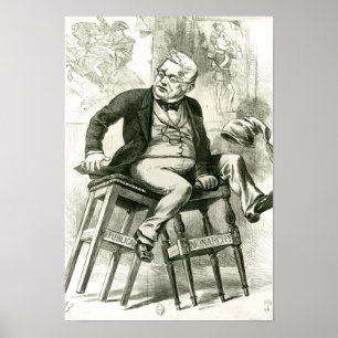Caricature of Adolphe Thiers between two Poster