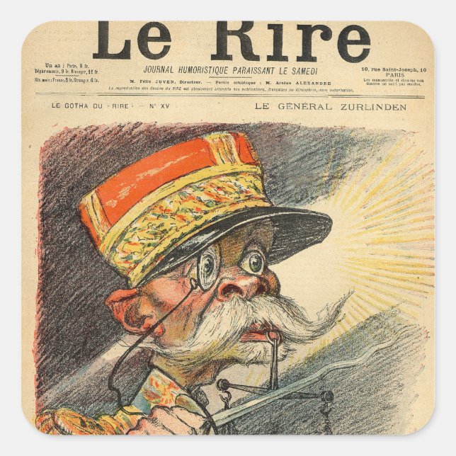 Caricature of General Zurlinden Square Sticker (Front)
