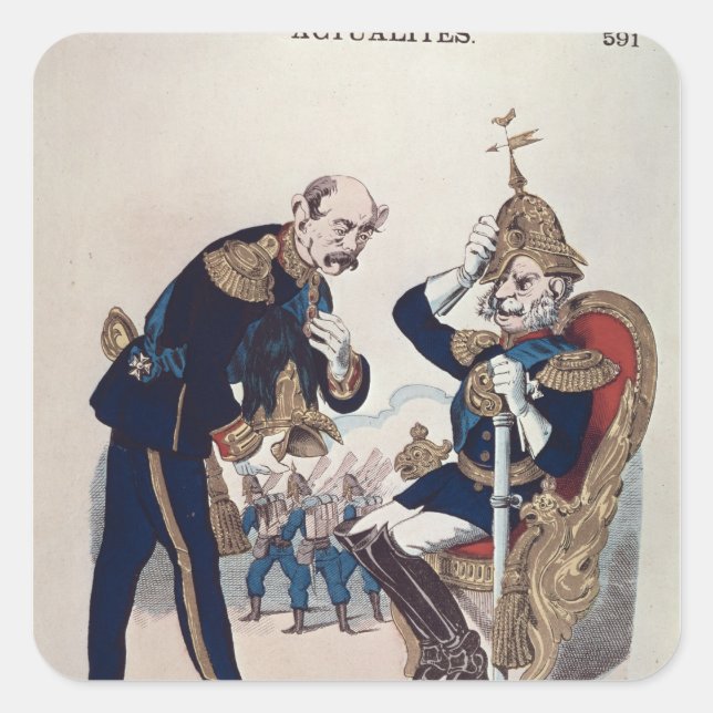 caricature of Kaiser Wilhelm  of Prussia Square Sticker (Front)