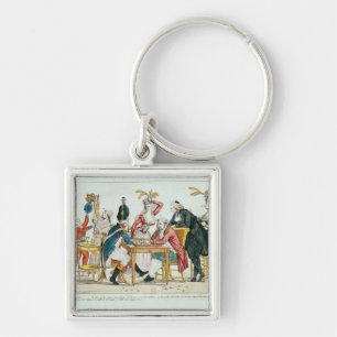 Caricature of Louis XVI  playing chess Key Ring