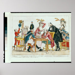 Caricature of Louis XVI  playing chess Poster