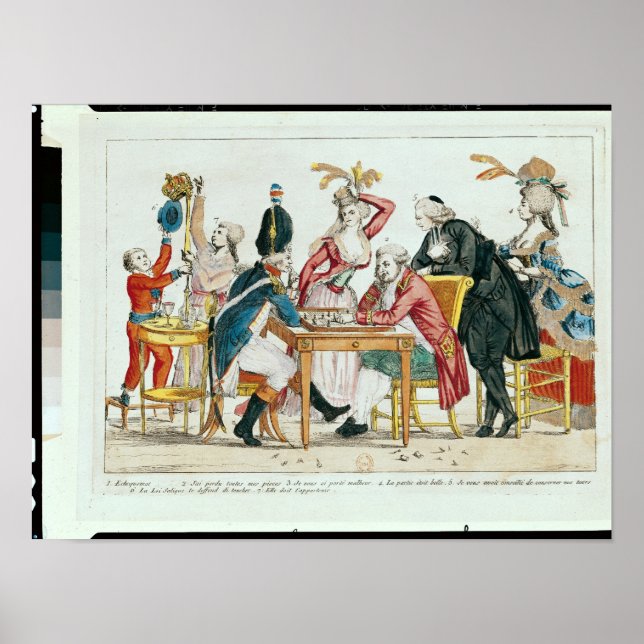Caricature of Louis XVI  playing chess Poster (Front)