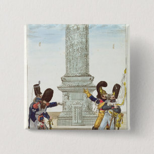 caricature of soldiers at the Colonne Vendome 15 Cm Square Badge