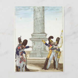 caricature of soldiers at the Colonne Vendome Postcard
