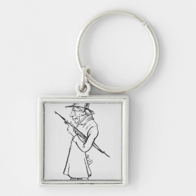 Caricature of Soren Aabye Kierkegaard Key Ring (Front)