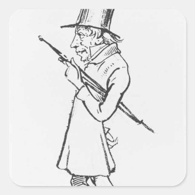 Caricature of Soren Aabye Kierkegaard Square Sticker (Front)