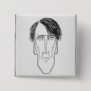 Caricature of W.B. Yeats, 1898 15 Cm Square Badge