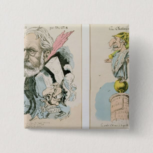 Caricatures of Victor Hugo and Napoleon III 15 Cm Square Badge