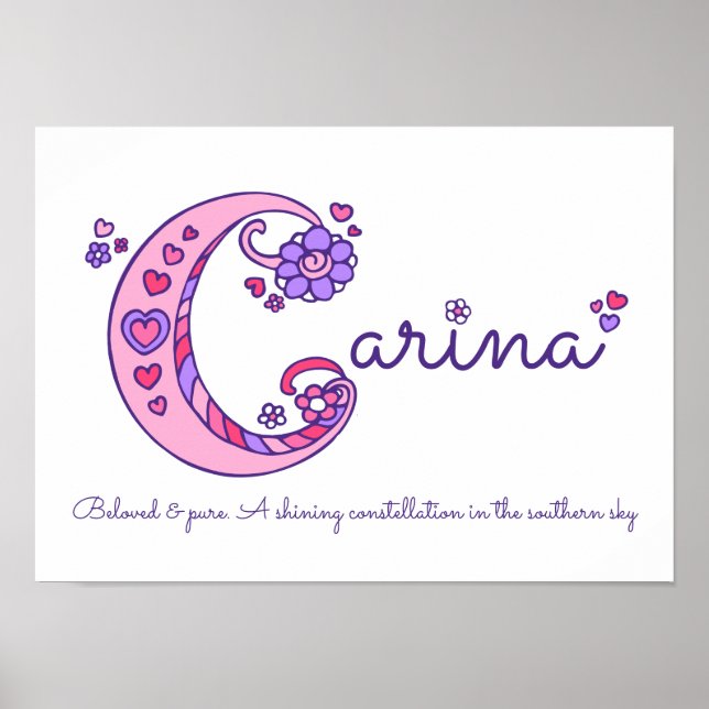 Carina initial C doodle heart art name meaning Poster (Front)