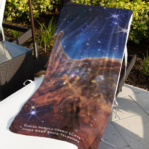 Carina Nebula Cosmic Cliffs James Webb Hi-Res Beach Towel