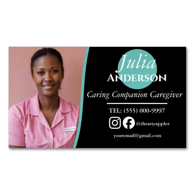 Caring Companion Caregiver Magnetic Business Card (Front)