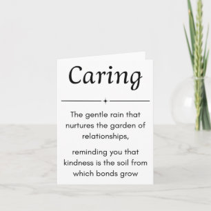 Caring Definition Minimalist Sticker - Black White Card