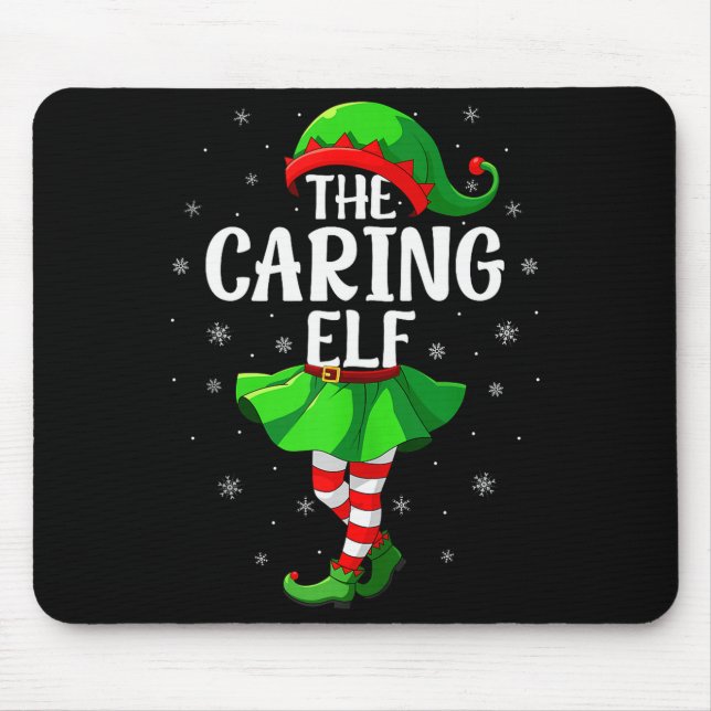Caring Elf Christmas Girls Women Elf Squad Xmas Fa Mouse Pad (Front)