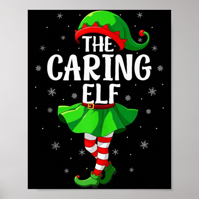 Caring Elf Christmas Girls Women Elf Squad Xmas Fa Poster (Front)
